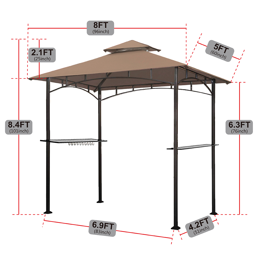 Eurmax 5x8 Grill Gazebo Shelter for Patio and Outdoor Backyard BBQ's